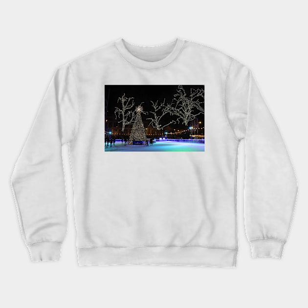 Xmas Ice rink at the Natural History Museum Crewneck Sweatshirt by LeighsDesigns